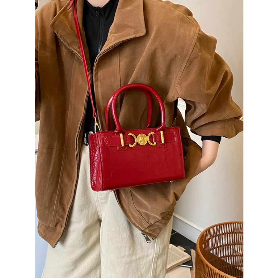Crocodile Embossed Crossbody Bag Red / ONESIZE Apparel and Accessories