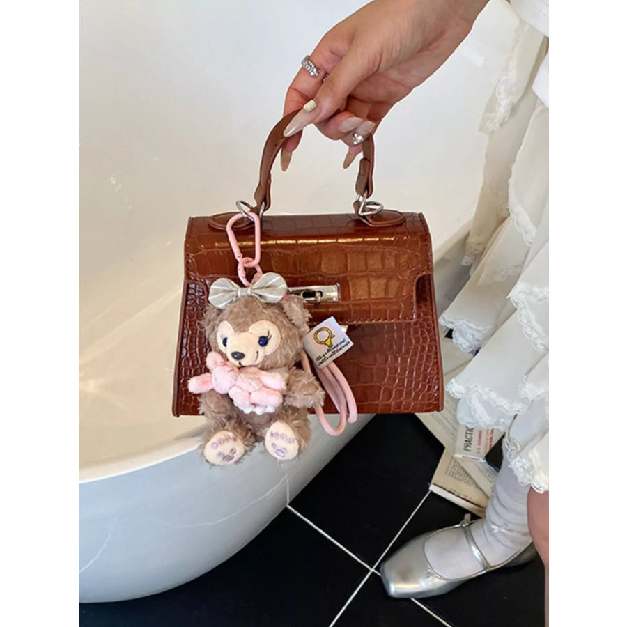 Crocodile-Embossed Handbag Brown / One Size Apparel and Accessories