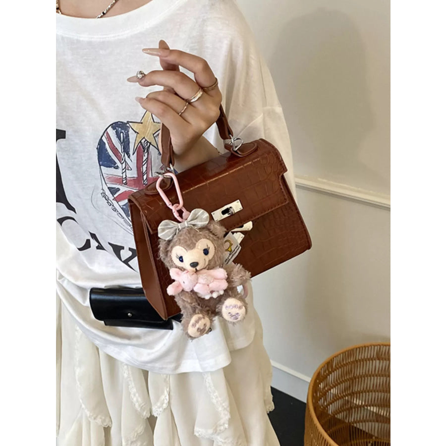 Crocodile-Embossed Handbag Brown / One Size Apparel and Accessories