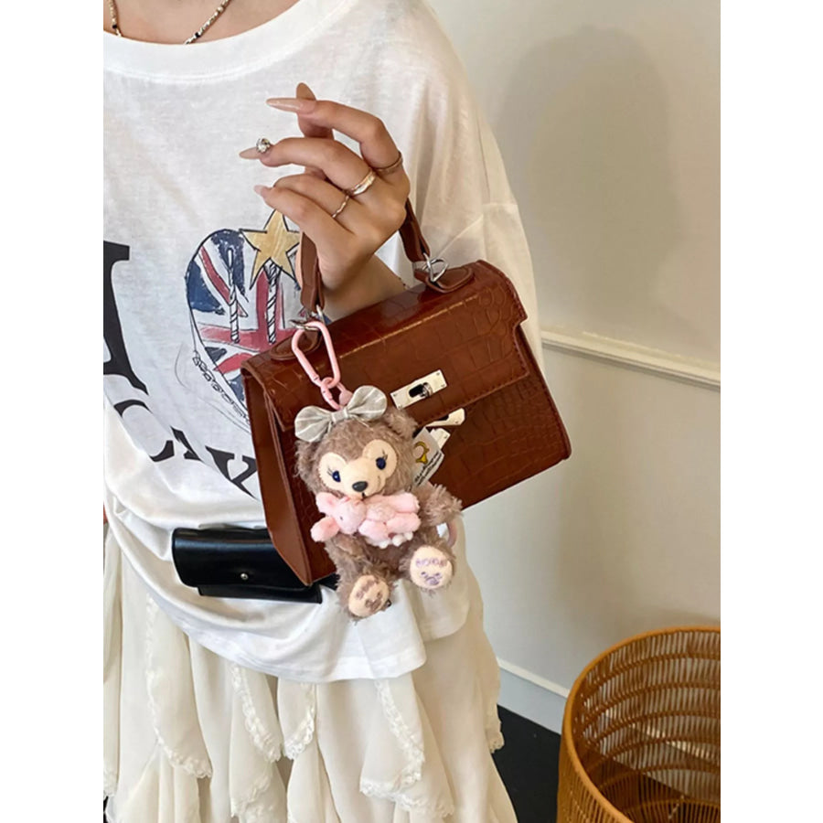 Crocodile-Embossed Handbag Brown / One Size Apparel and Accessories