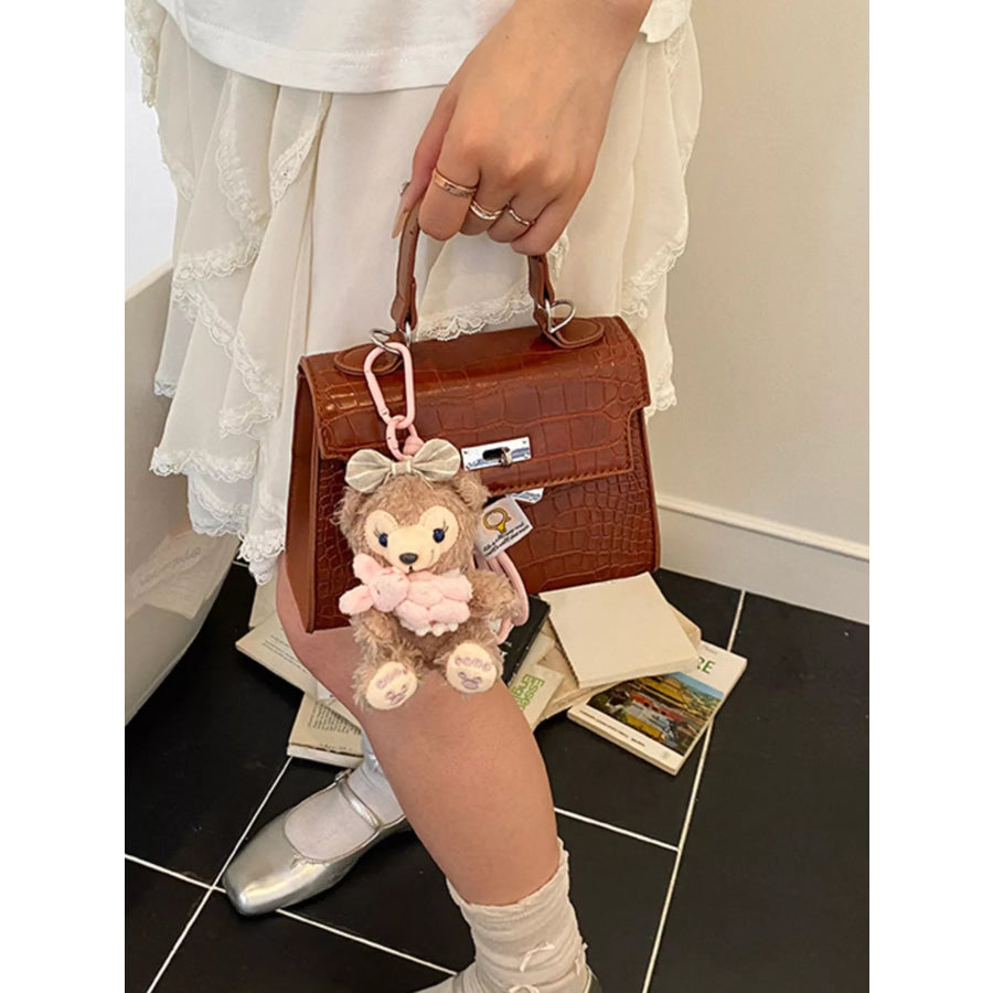 Crocodile-Embossed Handbag Brown / One Size Apparel and Accessories