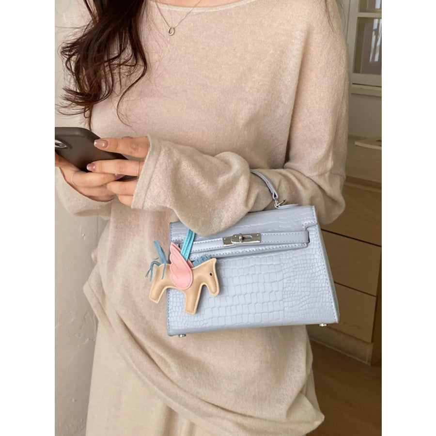 Crocodile Embossed Mini Crossbody Bag Blue / One Size Apparel and Accessories