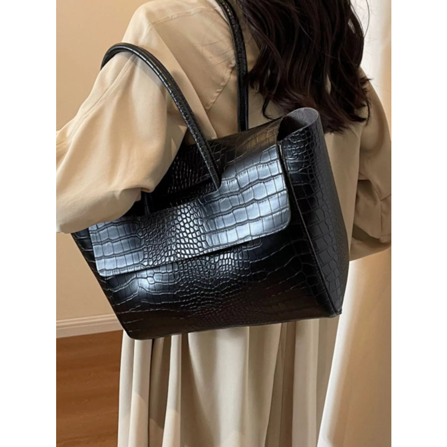 Crocodile Embossed Tote Bag Apparel and Accessories