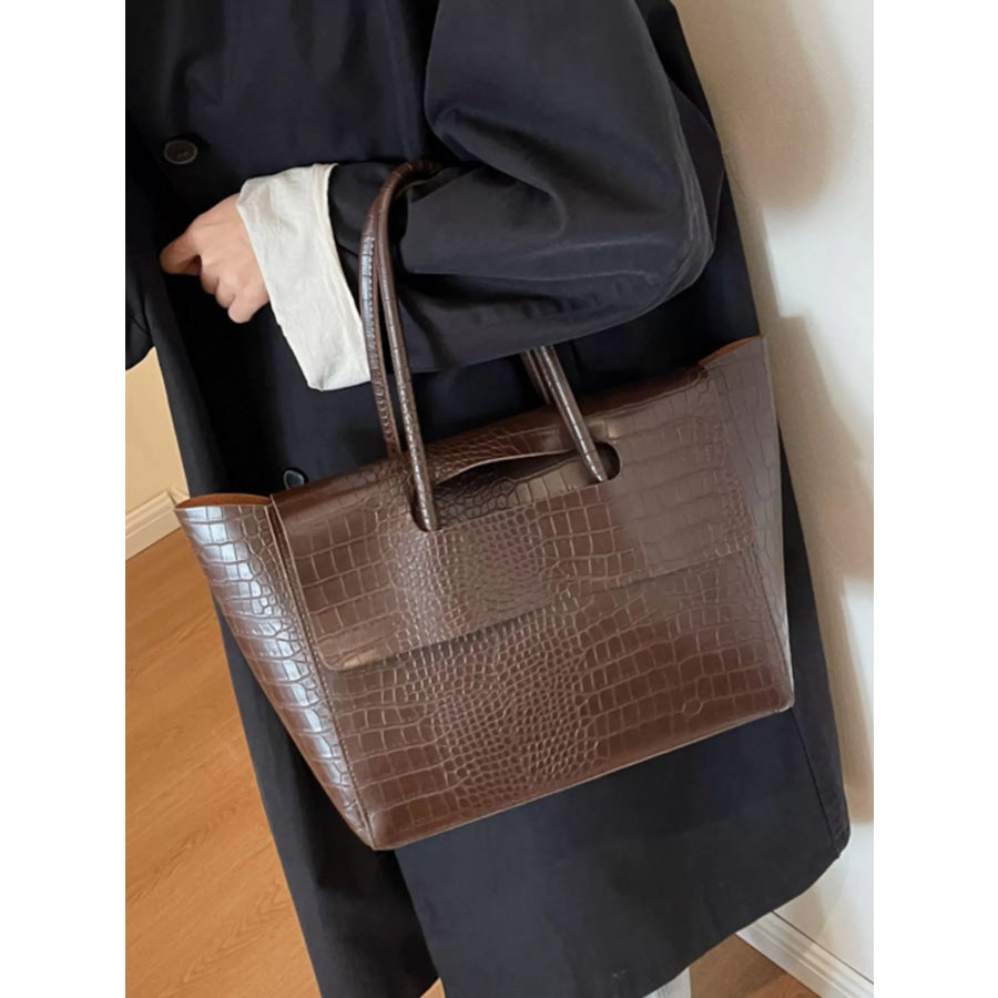 Crocodile Embossed Tote Bag Apparel and Accessories