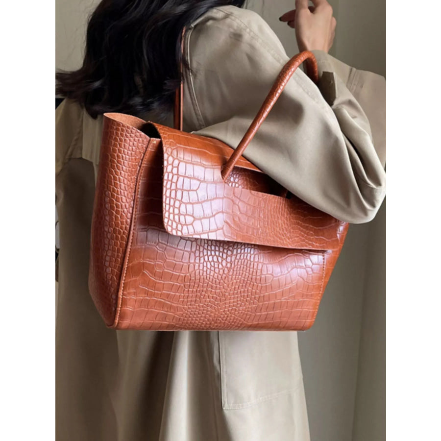 Crocodile Embossed Tote Bag Apparel and Accessories