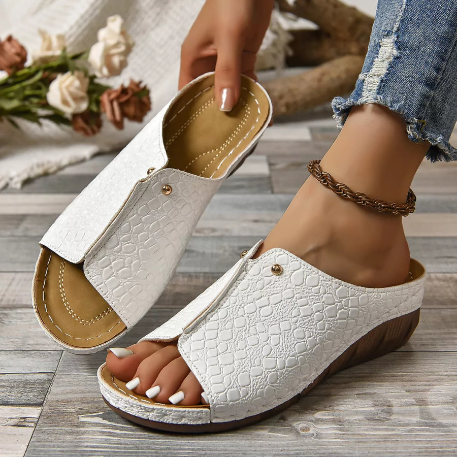 Crocodile-Embossed Wedge Sandals Apparel and Accessories