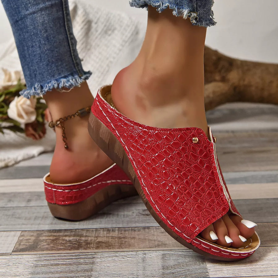 Crocodile-Embossed Wedge Sandals Apparel and Accessories