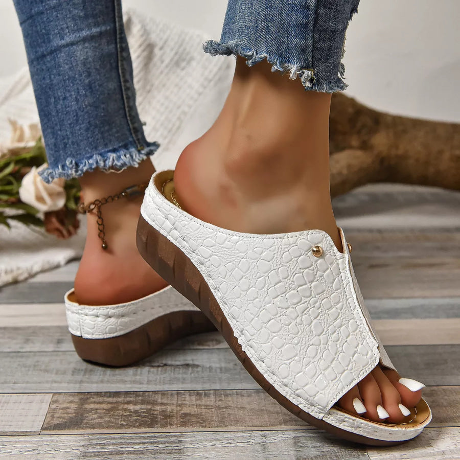 Crocodile-Embossed Wedge Sandals Apparel and Accessories