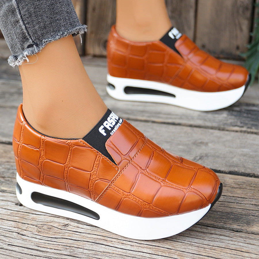 Crocodile Pattern Platform Slip-Ons Apparel and Accessories