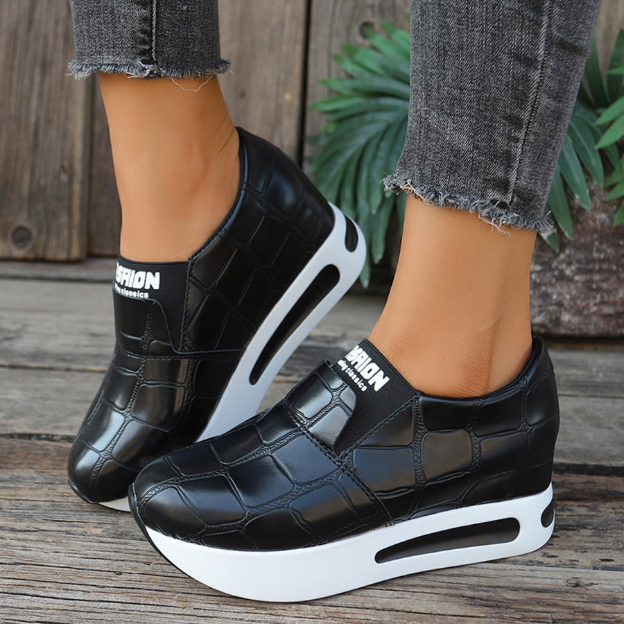 Crocodile Pattern Platform Slip-Ons Apparel and Accessories