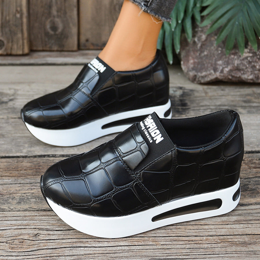 Crocodile Pattern Platform Slip-Ons Apparel and Accessories