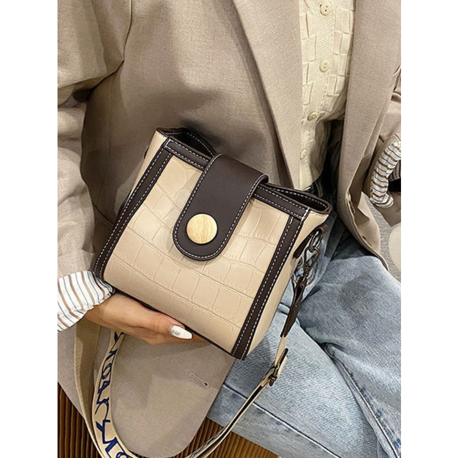 Crocodile Pattern Wide Strap Crossbody Bag Apparel and Accessories