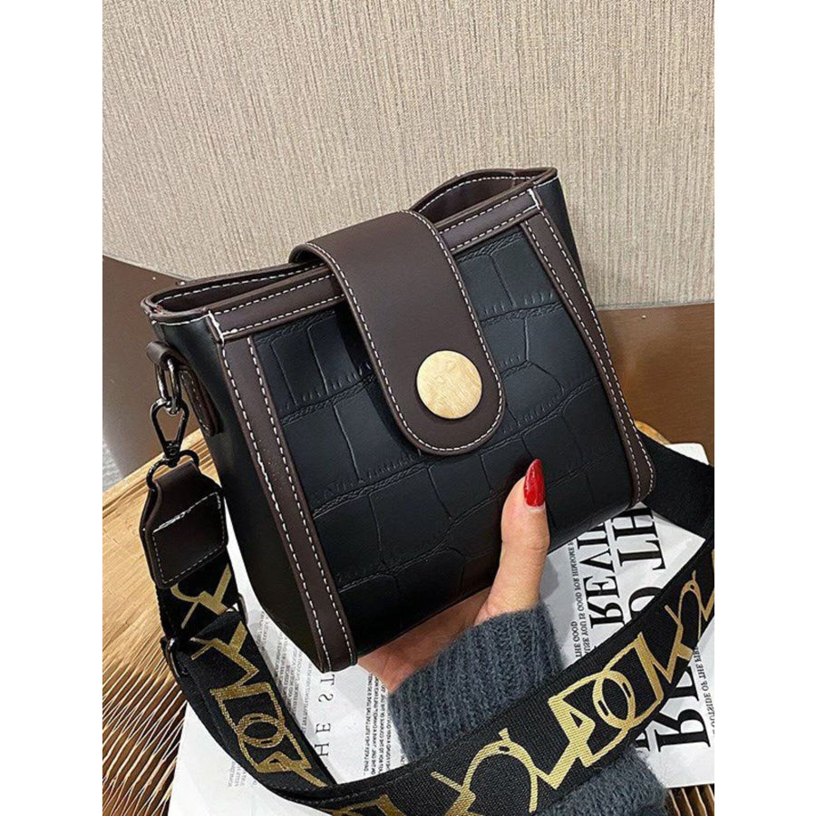 Crocodile Pattern Wide Strap Crossbody Bag Apparel and Accessories
