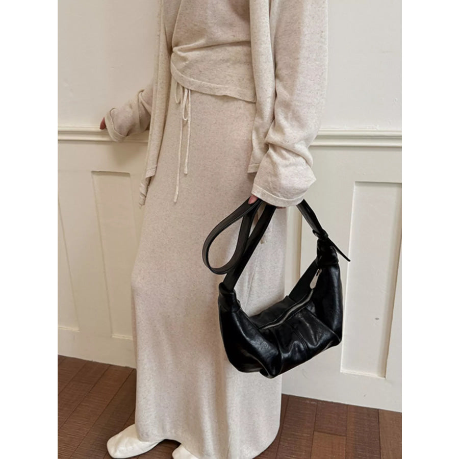 Croissant Leather Shoulder Bag Black / onesize Apparel and Accessories