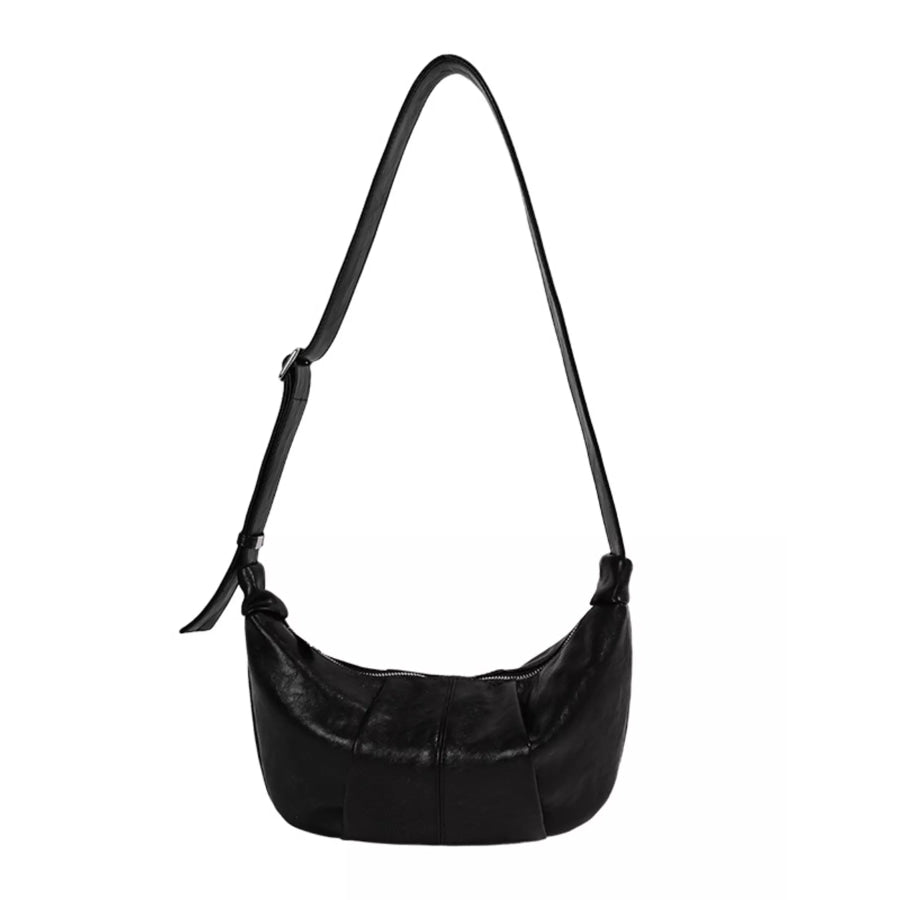 Croissant Leather Shoulder Bag Black / onesize Apparel and Accessories