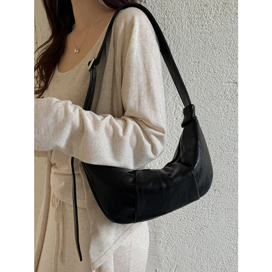 Croissant Leather Shoulder Bag Black / onesize Apparel and Accessories