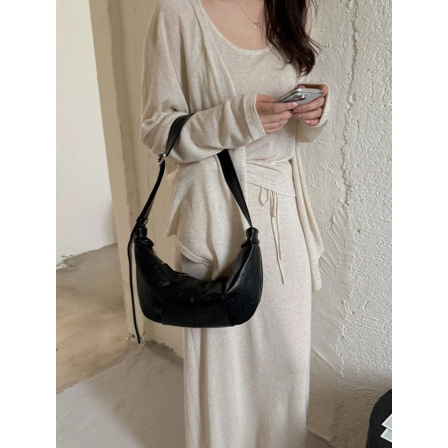 Croissant Leather Shoulder Bag Black / onesize Apparel and Accessories