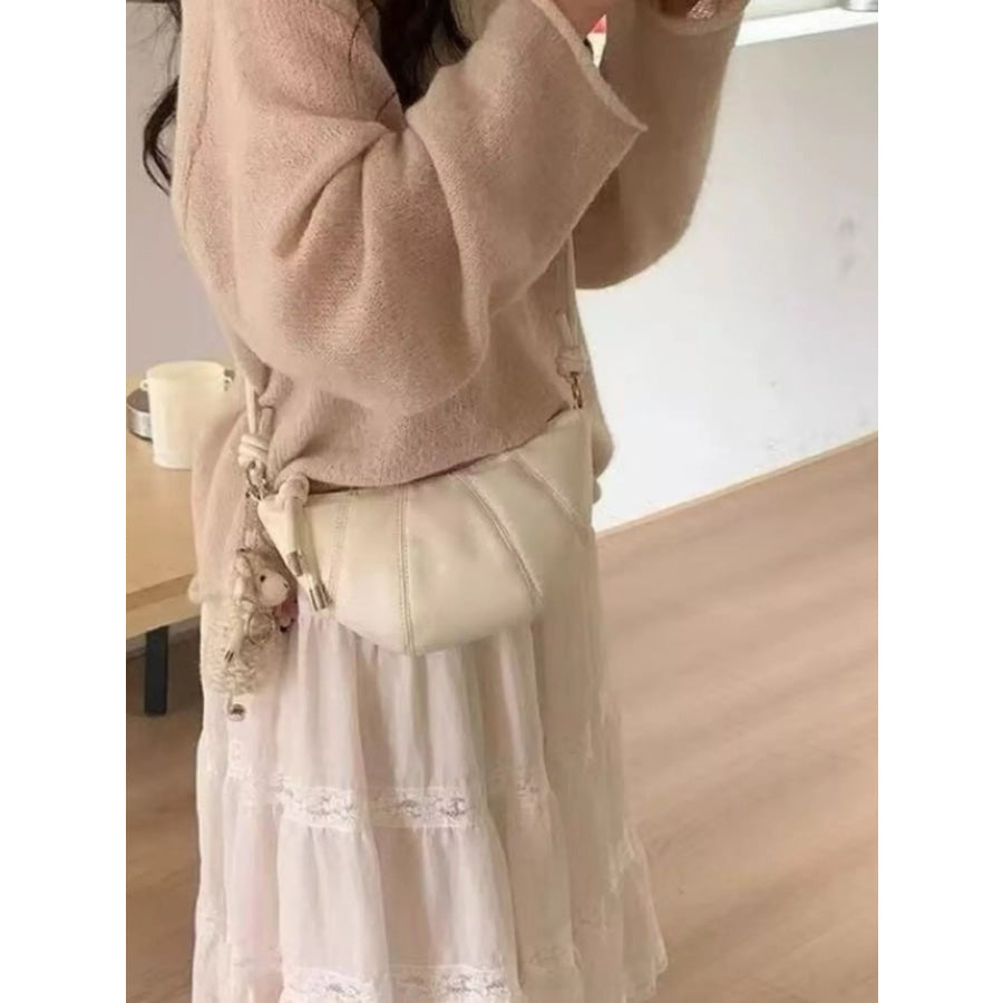 Croissant Shaped Crossbody Bag White / One Size Apparel and Accessories