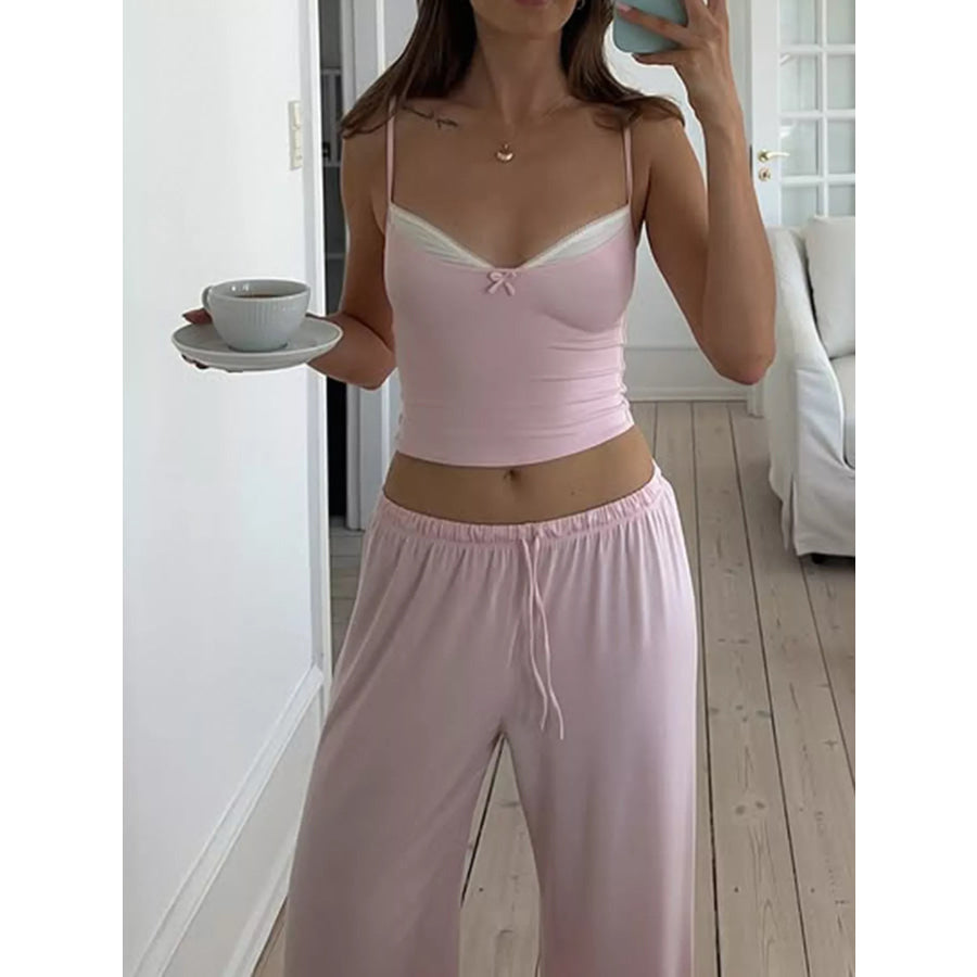 Crop Cami and Wide-Leg Pants Lounge Set Apparel Accessories