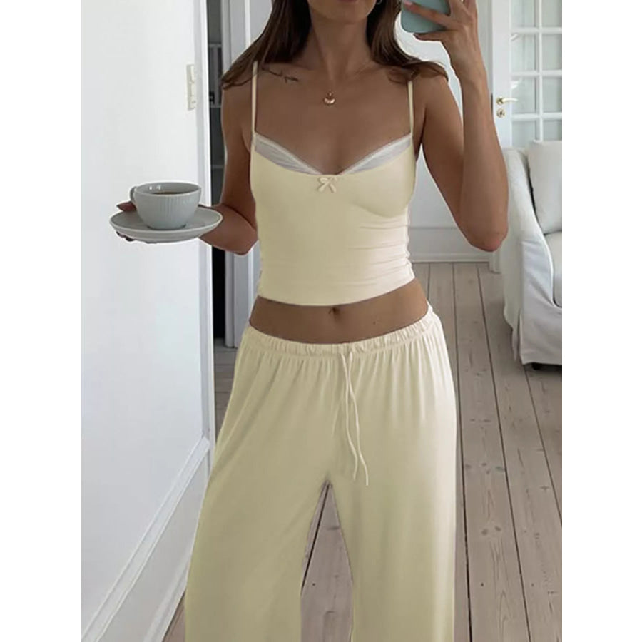 Crop Cami and Wide-Leg Pants Lounge Set Apparel Accessories