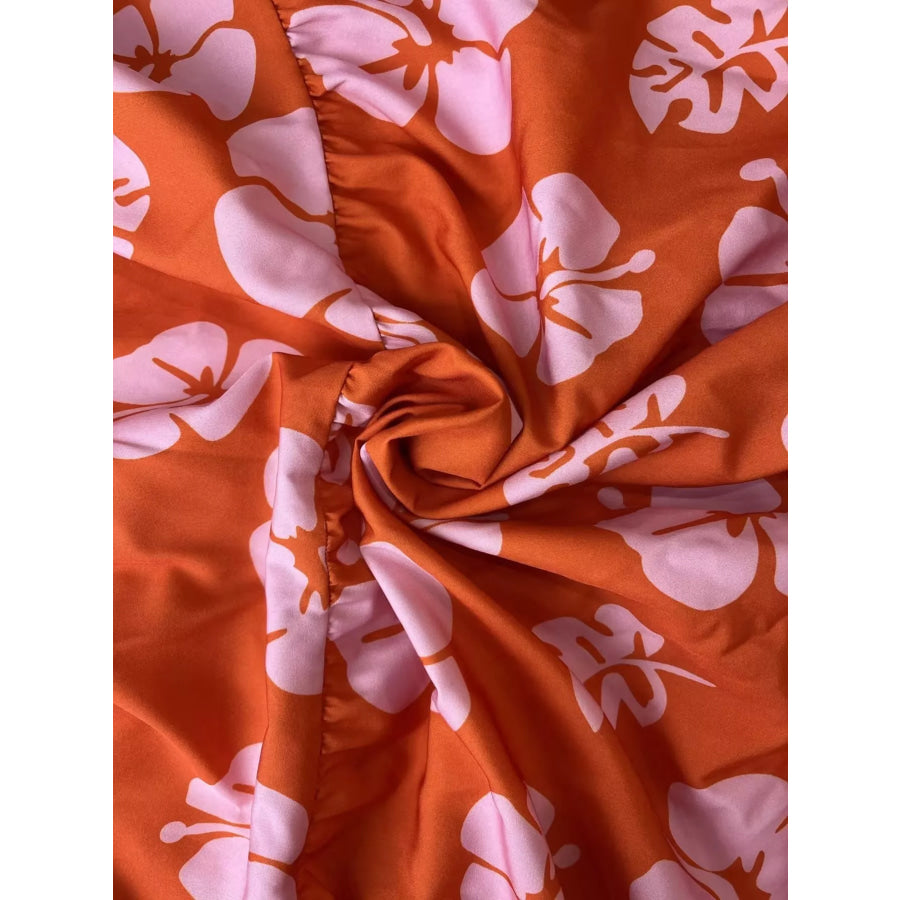 Crop Top and Tiered Maxi Skirt Set Orange-Red / S Apparel and Accessories