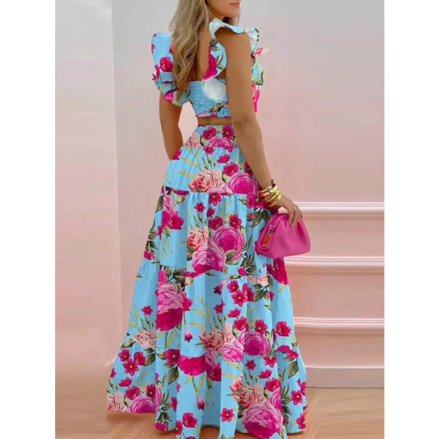 Crop Top and Tiered Maxi Skirt Set Apparel and Accessories