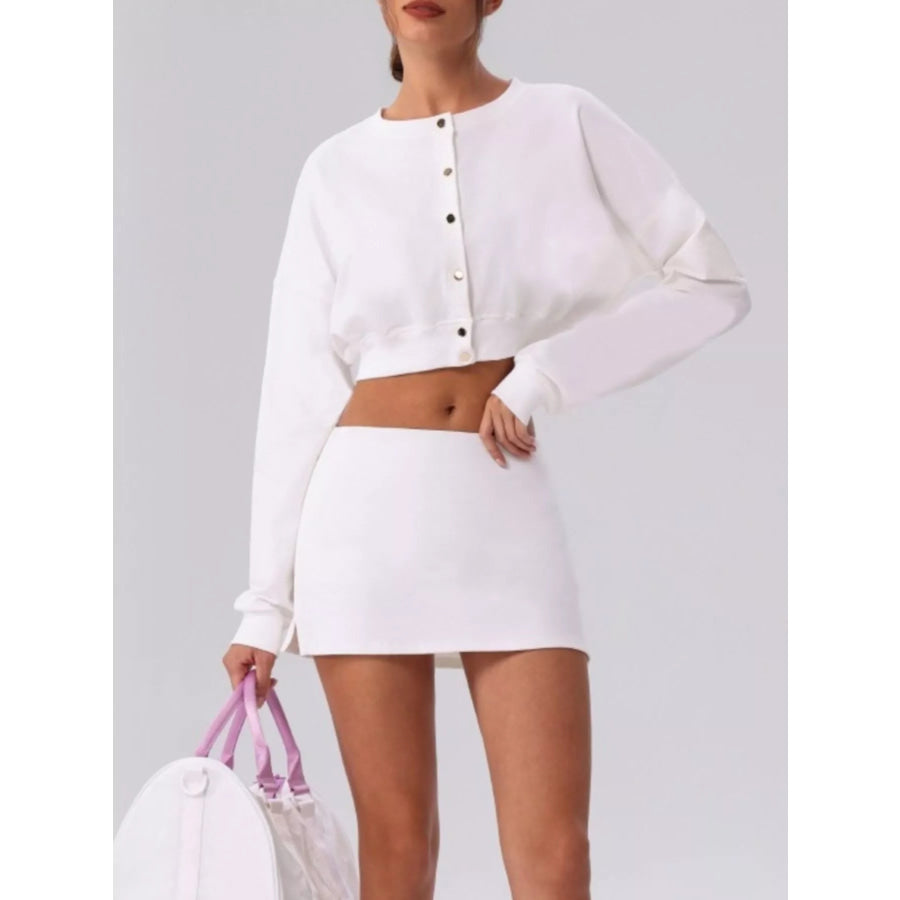 Cropped Button-Down Active Cardigan Apparel and Accessories
