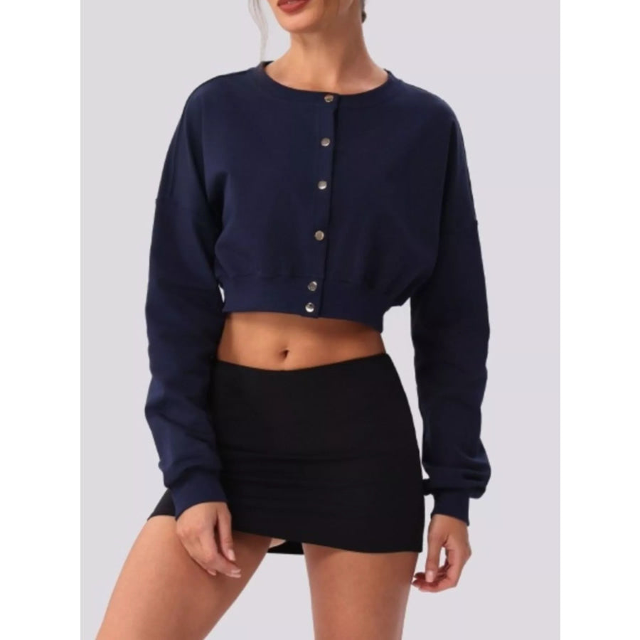 Cropped Button-Down Active Cardigan Apparel and Accessories