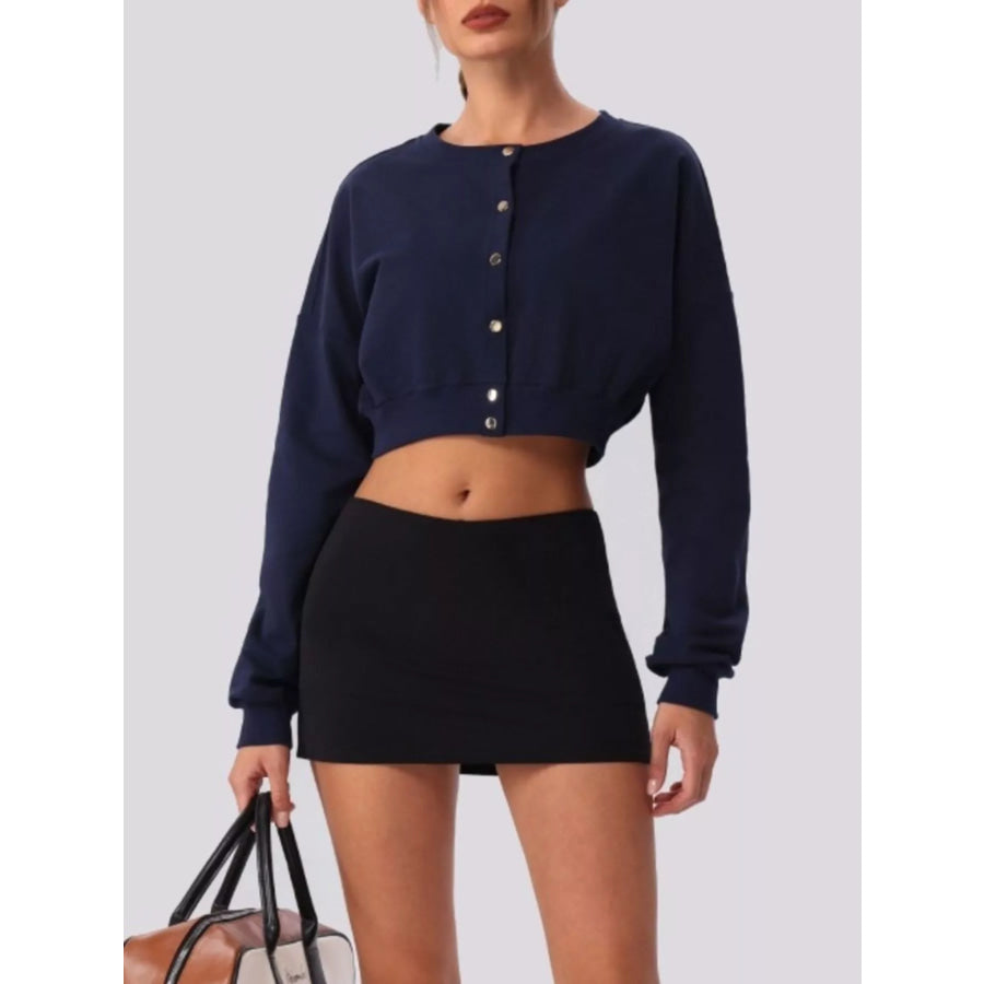 Cropped Button-Down Active Cardigan Apparel and Accessories