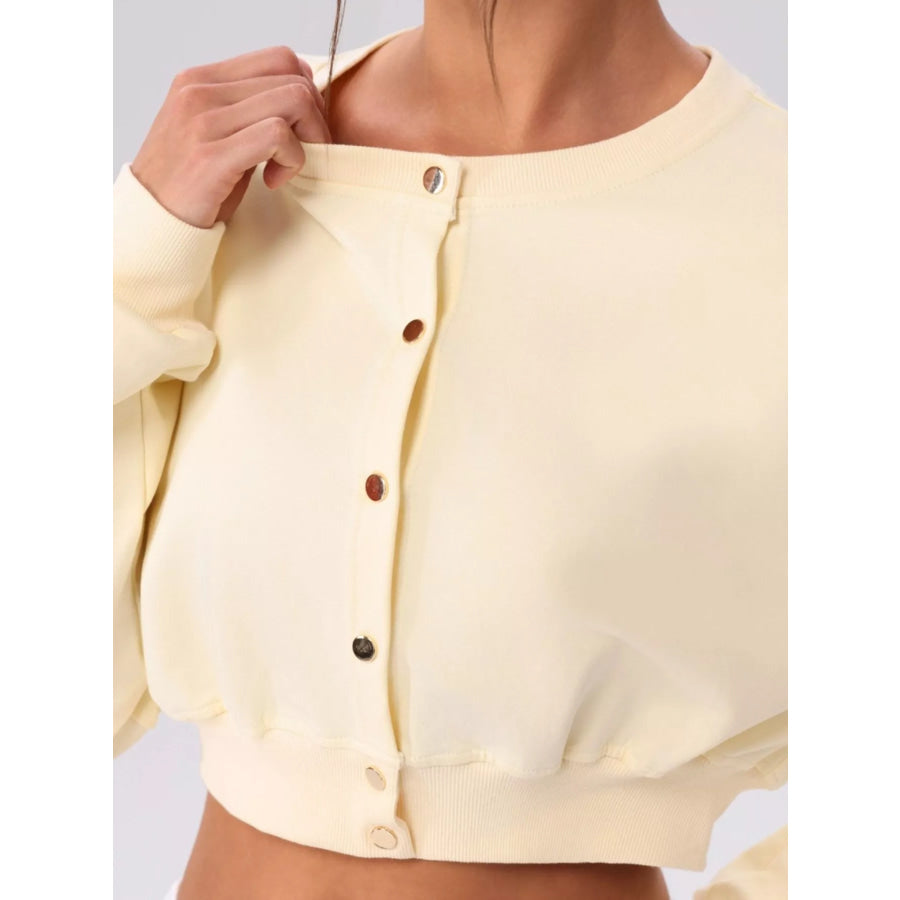 Cropped Button-Down Active Cardigan Apparel and Accessories