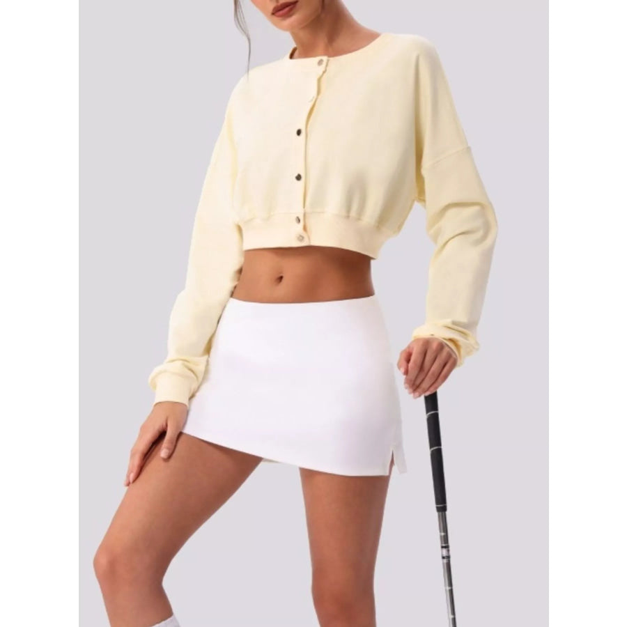 Cropped Button-Down Active Cardigan Apparel and Accessories