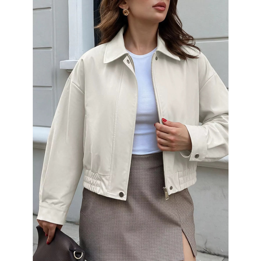 Cropped Faux Leather Jacket Apparel and Accessories