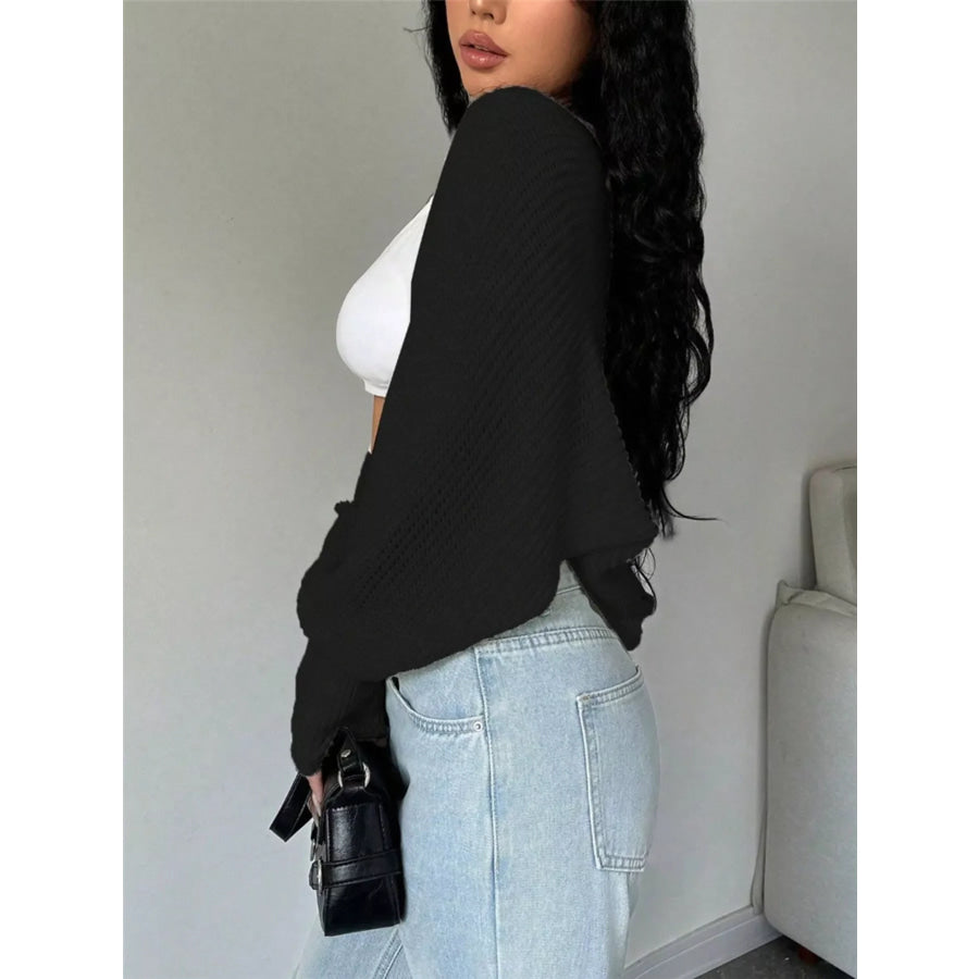Cropped Knit Open Front Cardigan Apparel and Accessories