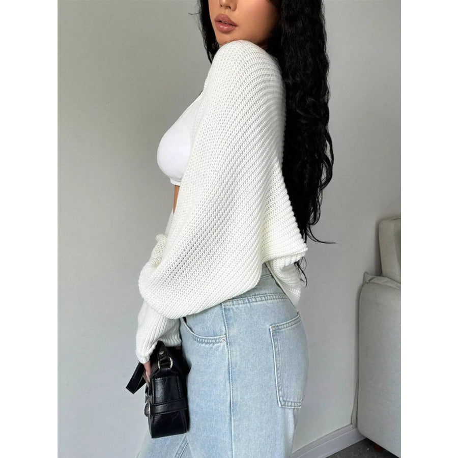 Cropped Knit Open Front Cardigan Apparel and Accessories
