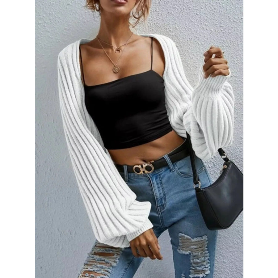 Cropped Ribbed Knit Cardigan Apparel and Accessories
