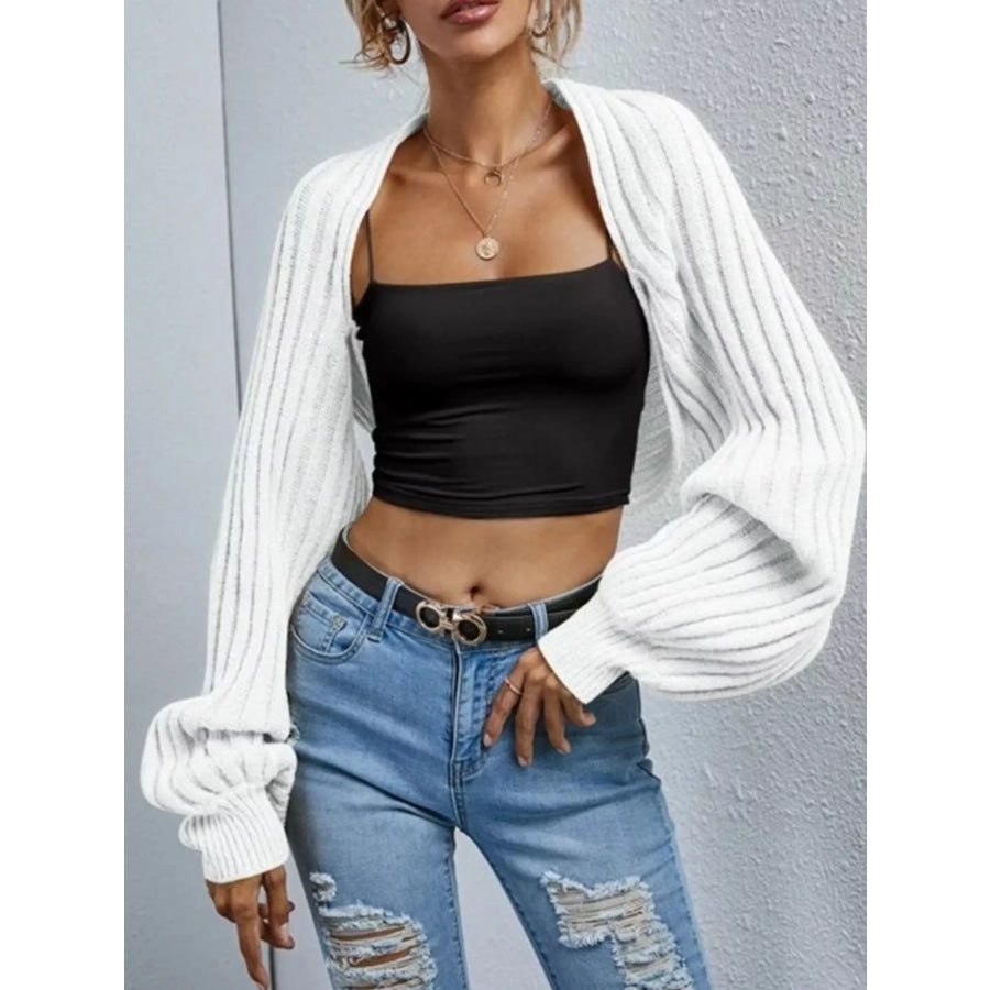 Cropped Ribbed Knit Cardigan Apparel and Accessories