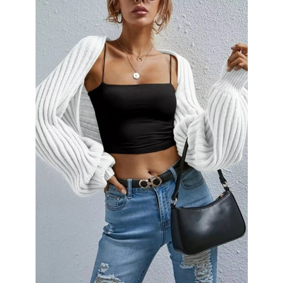 Cropped Ribbed Knit Cardigan Apparel and Accessories