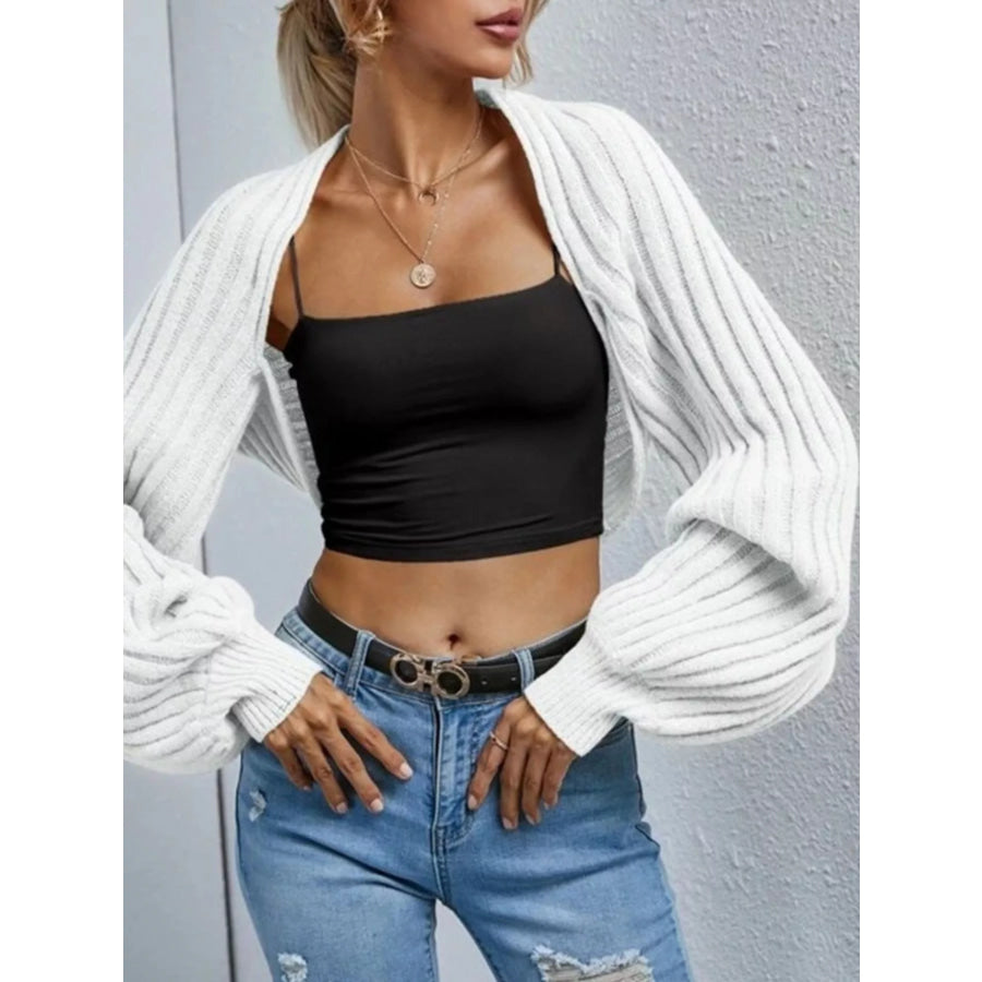 Cropped Ribbed Knit Cardigan Apparel and Accessories