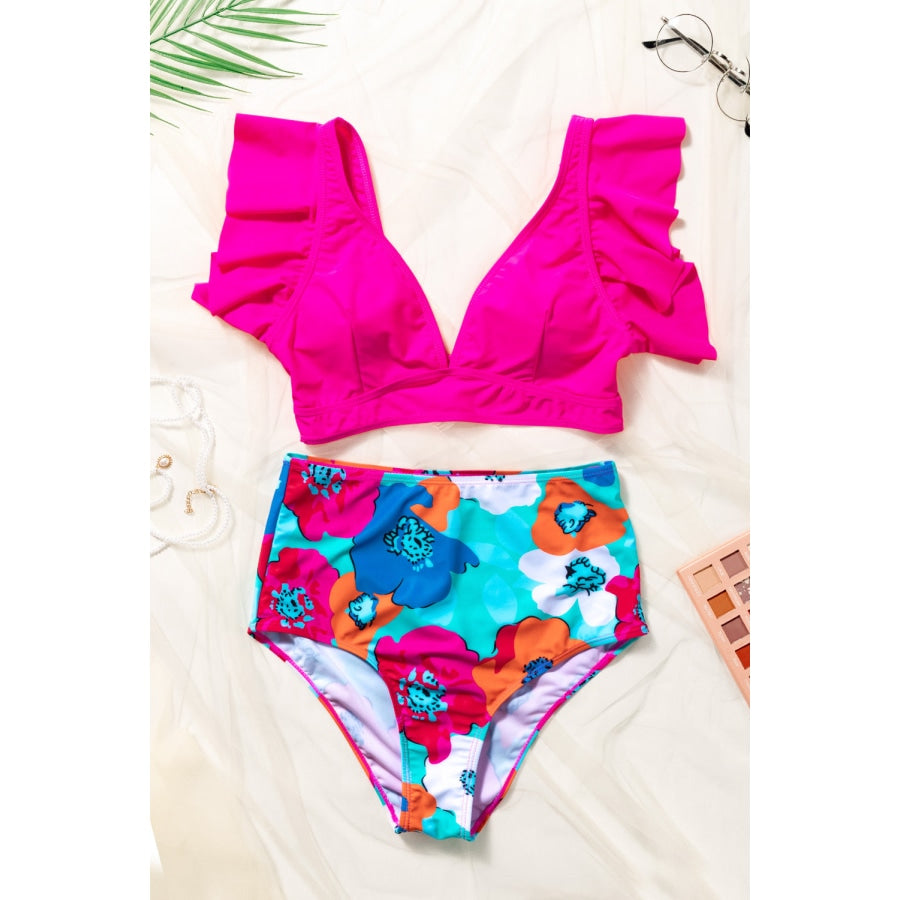 Cropped Swim Top and Floral Bottoms Set