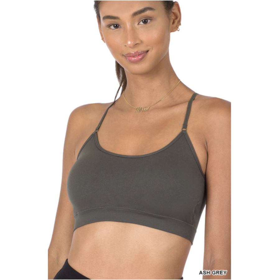 NEW! Cross Back Padded Seamless Bralette with Adjustable Straps Ash Grey ETA late Sep / OneSize S-XL Bralette