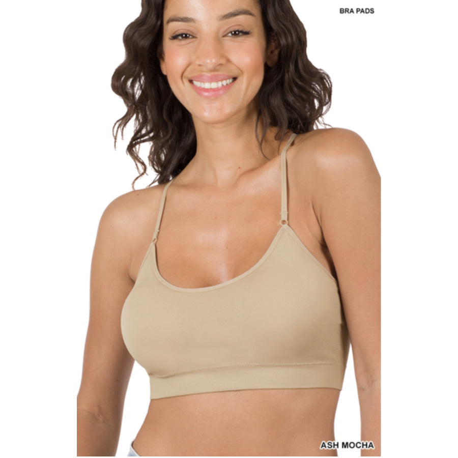 NEW! Cross Back Padded Seamless Bralette with Adjustable Straps Ash Mocha ETA late Sep / OneSize S-XL Bralette