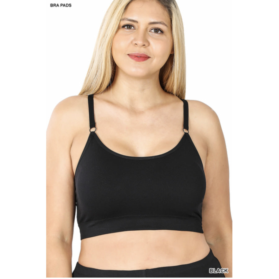 NEW! Cross Back Padded Seamless Bralette with Adjustable Straps Black / OneSize 1XL/2XL Bralette