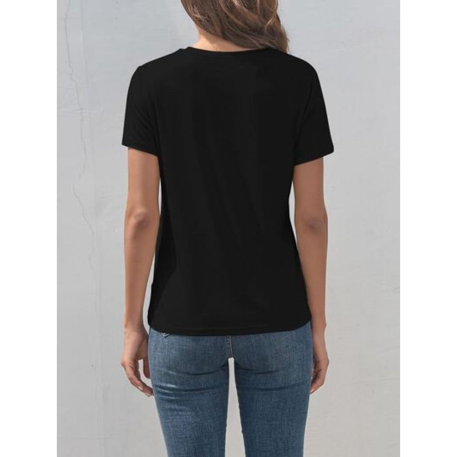 Cross Graphic Round Neck T - Shirt Apparel and Accessories