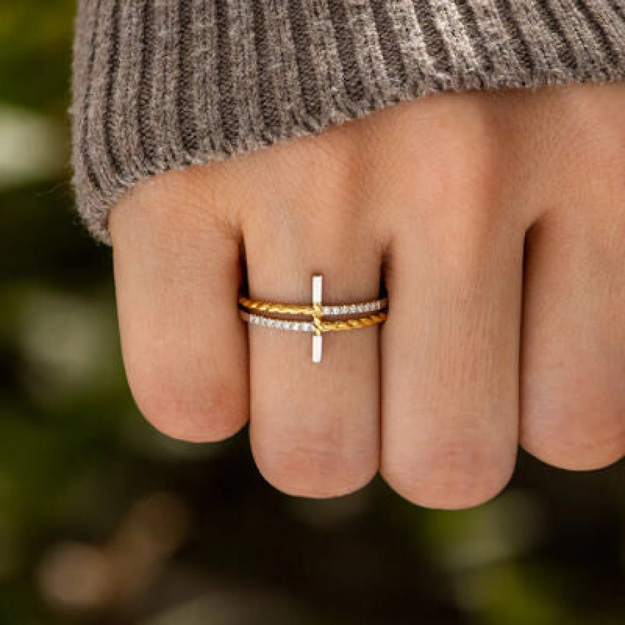 Cross Zircon 925 Sterling Silver Ring Clothing