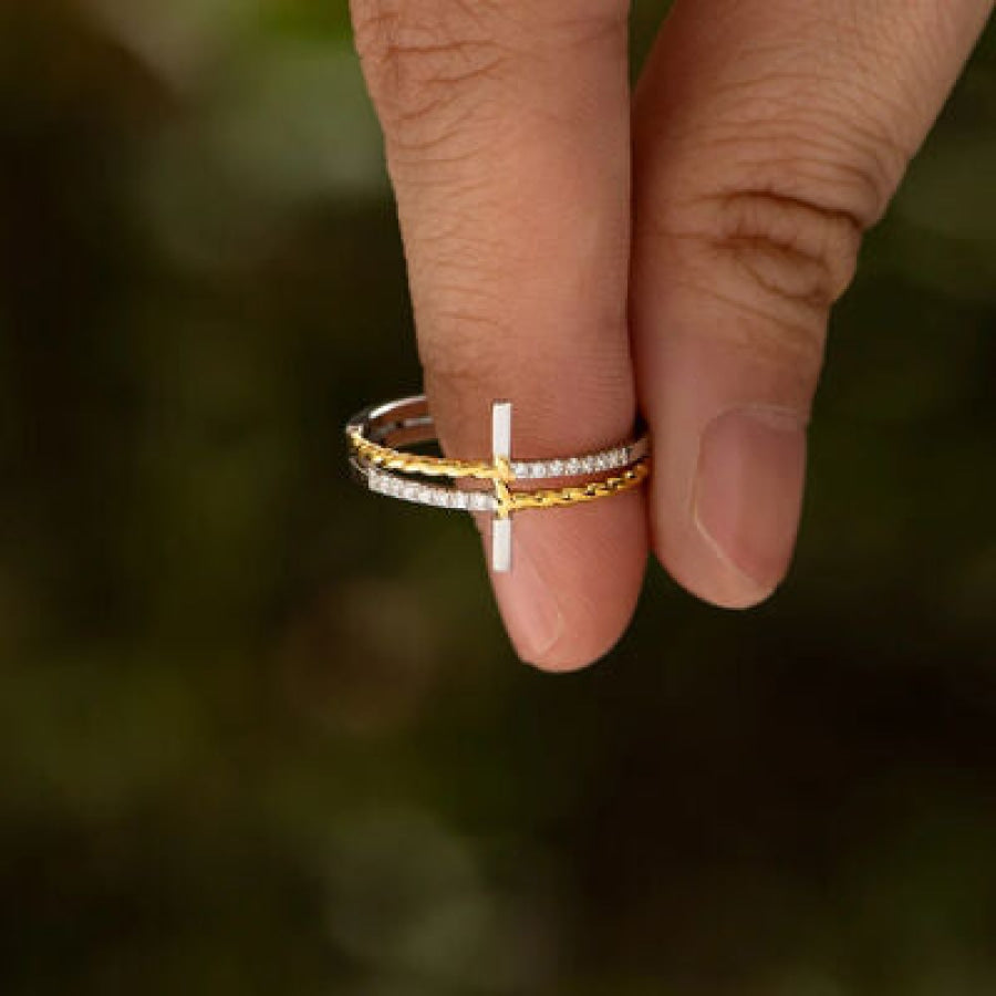 Cross Zircon 925 Sterling Silver Ring Clothing