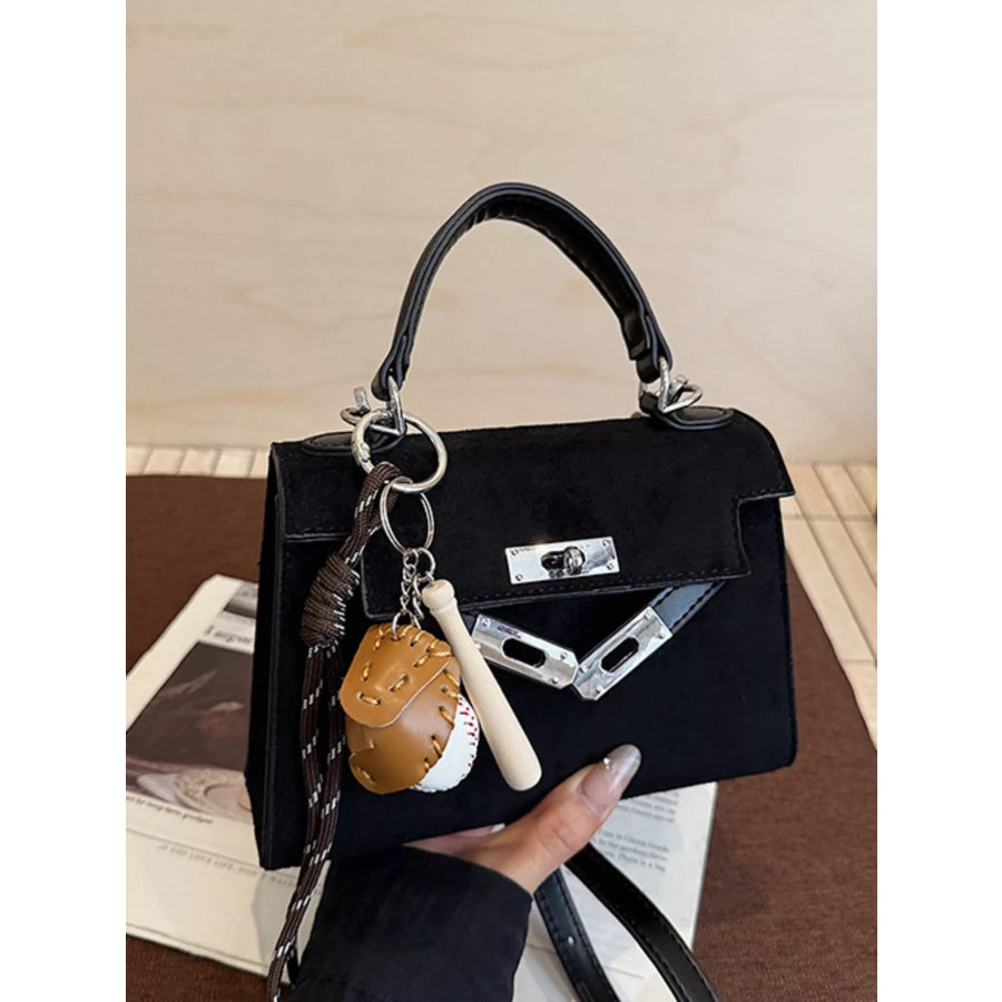 Crossbody Bag with Baseball Charm Black / ONESIZE Apparel and Accessories