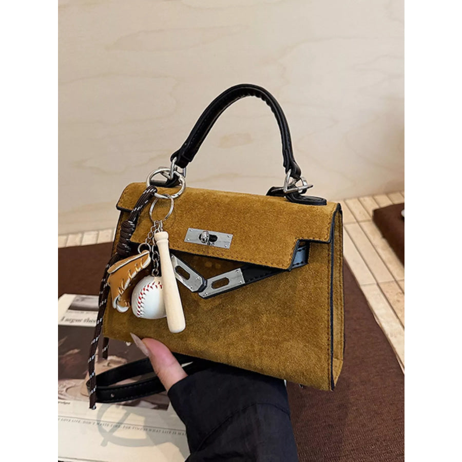 Crossbody Bag with Baseball Charm Caramel / ONESIZE Apparel and Accessories