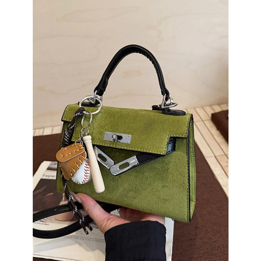 Crossbody Bag with Baseball Charm Green / ONESIZE Apparel and Accessories