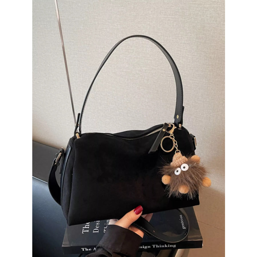 Crossbody Bag with Furry Charm Black / ONESIZE Apparel and Accessories