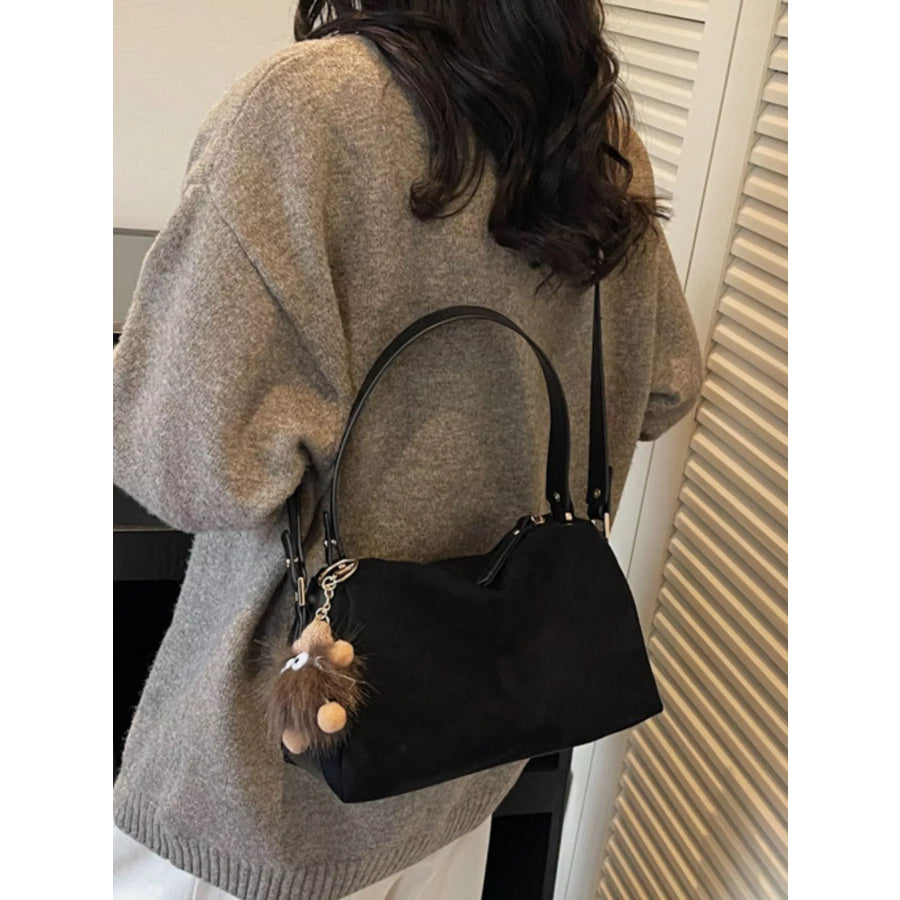 Crossbody Bag with Furry Charm Black / ONESIZE Apparel and Accessories